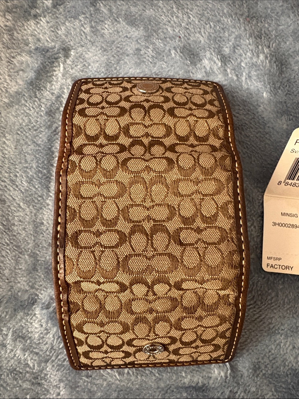 Coach Brown Signature Canvas Contact Lens Case with Leather Trim - Picture 9 of 10